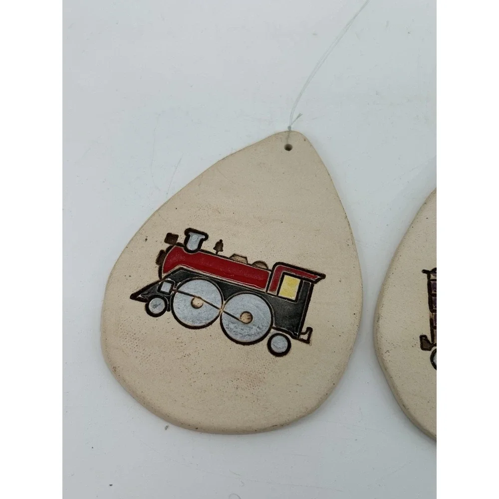 Vintage Handmade Ceramic Railroad Train Wind chime Decoration READ